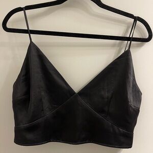 Black Satin Crop Top